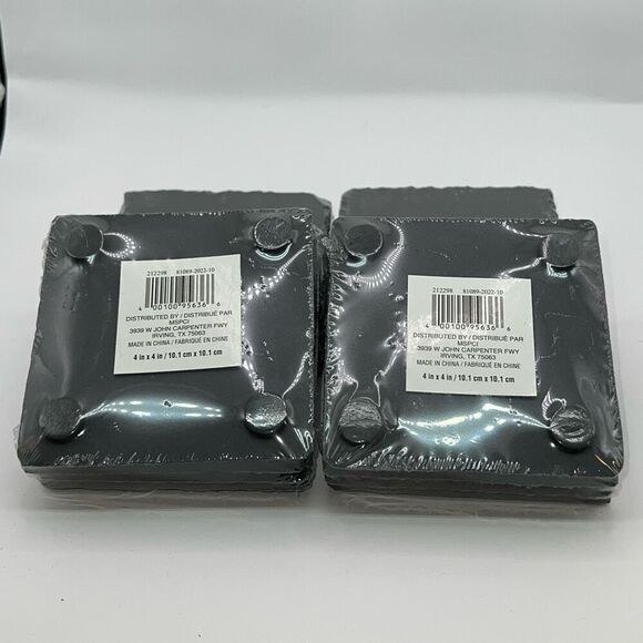 Slate Stone Drink Coasters 5 Sets of 4(20 total) Square Black Natural Edge Stone - Picture 5 of 6